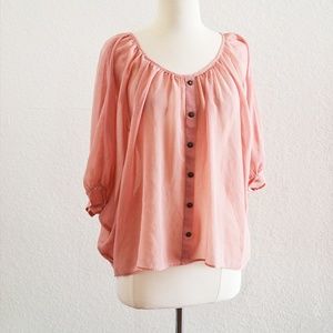 Sheer Pink Dolman Sleeve Layering Top Size L